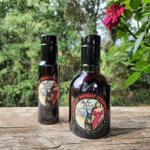 Huile extraite d'OLIVES & de PIMENT Basque